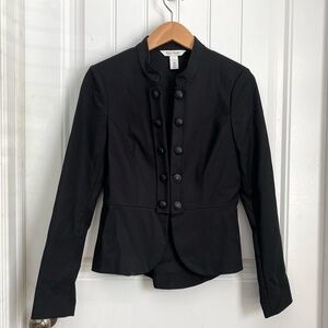 WH|BM • Military Style Double Breasted Peplum Blazer • Black • Size 2